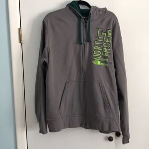 North face grey and green hoodie